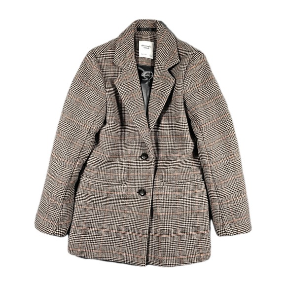 Abercrombie & Fitch Houndstooth Tweed Wool Blend 2-Button Blazer Womens XSP
